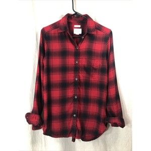 American Eagle Women's XS AHH-Mazingly Soft Flannel  AE Boyfriend Fit Red/black